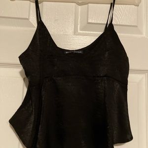 Brandy Melville black satin like flory top